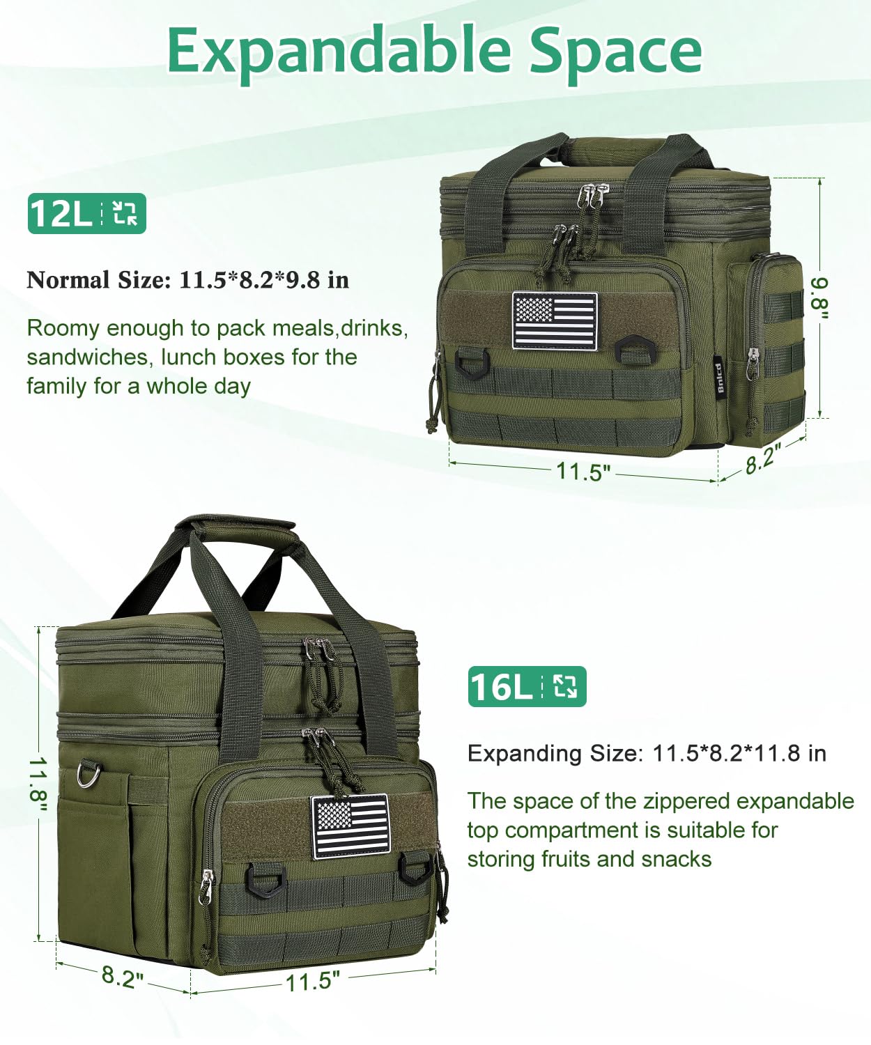 Bnlcd expandable lunch top increases capacity for larger meals.