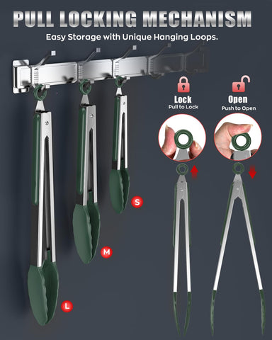 Bnlcd silicone-tips on tongs protect cookware surfaces