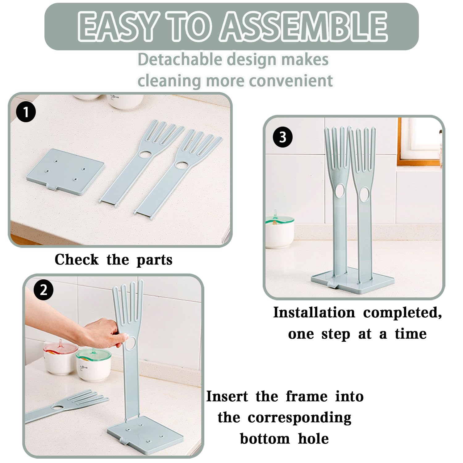 Bntyok glove holder drying rack image shows water drainage for easy cleanup