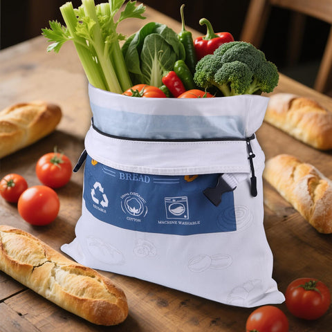BNUNWISH large 13x17 bag fits artisan loaves, rolls, and bagels.