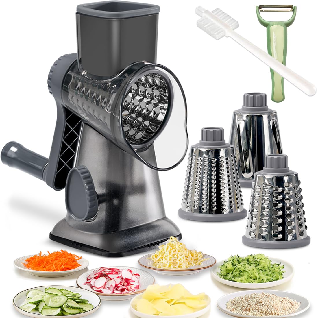 BNUNWISH rotary cheese grater handle for safe, hands-free shredding.