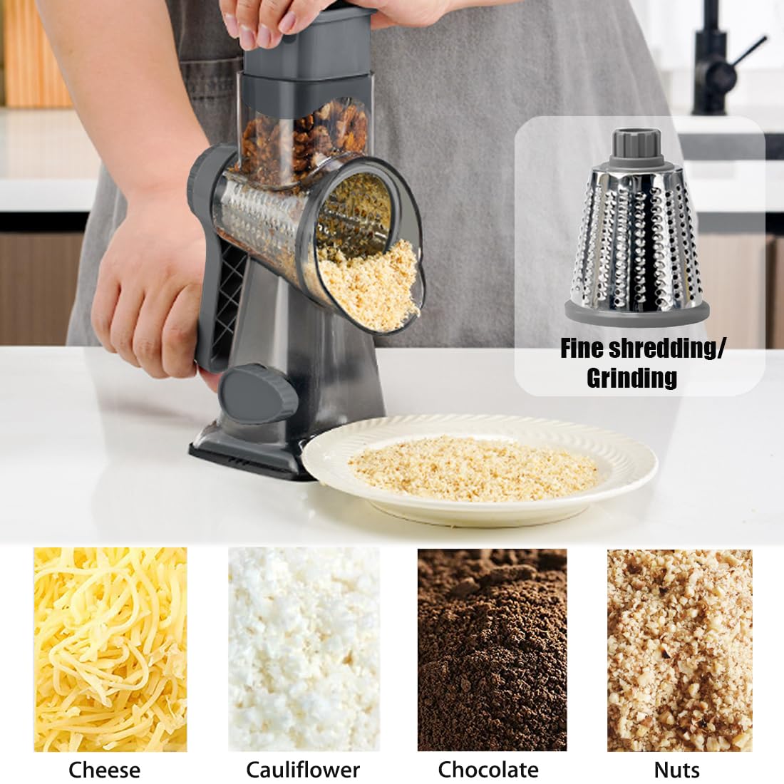 BNUNWISH suction base keeps the grater steady during use.