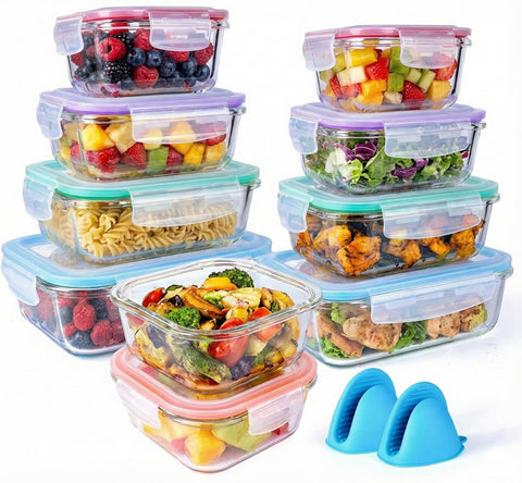 Bo-Toys mini glass container 320ml with lid, ideal for snacks on the go