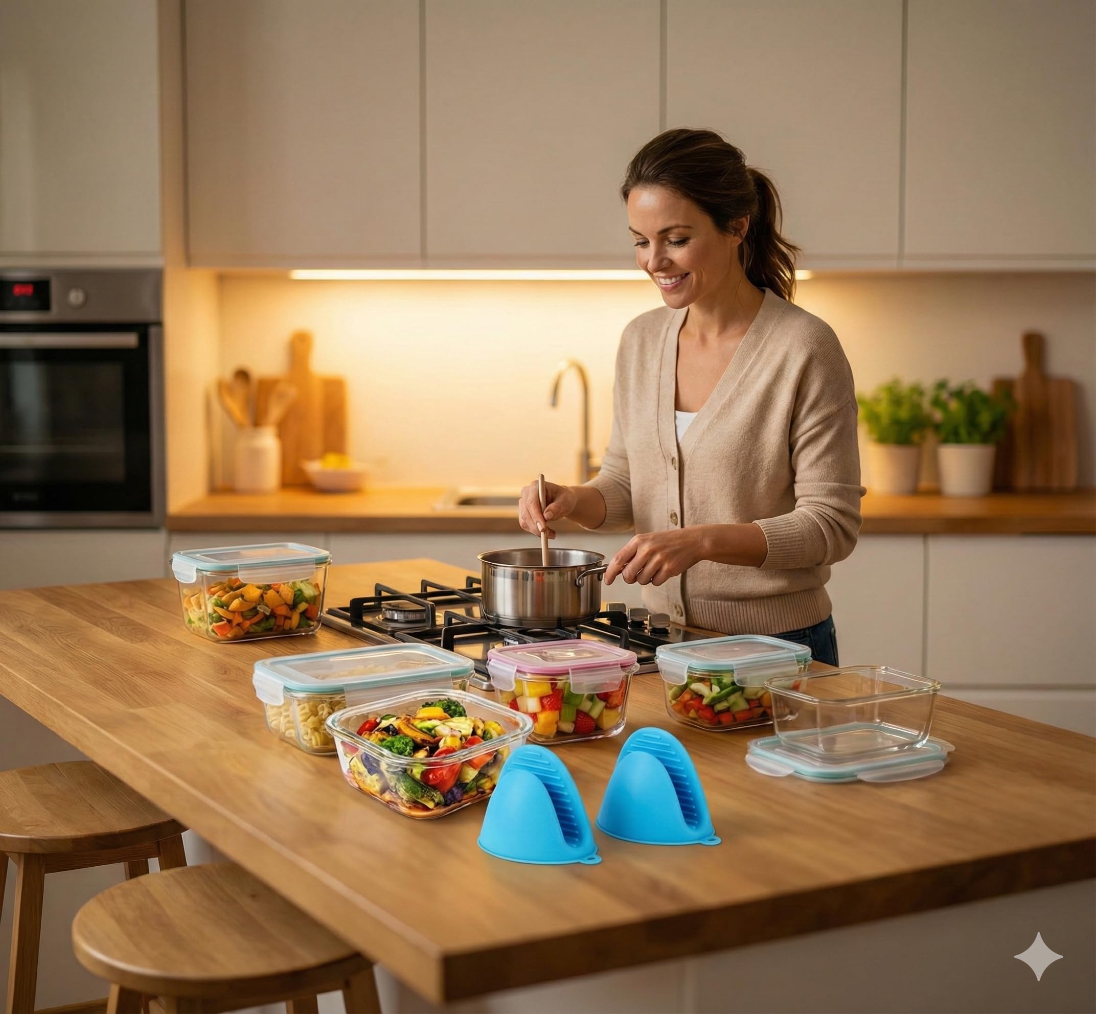 Bo-Toys stackable glass containers save space in the fridge and pantry