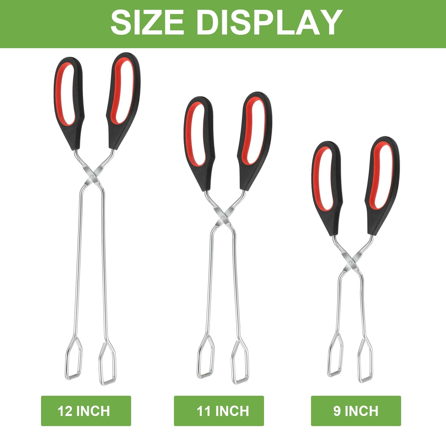 Boao 3-pack stainless steel tongs 12-inch perfect for barbecue and serving