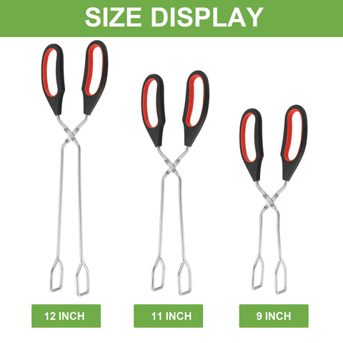 Boao 3-pack stainless steel tongs 12-inch perfect for barbecue and serving