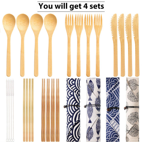 Boao bamboo utensils brush and storage bag, easy cleaning and packing.