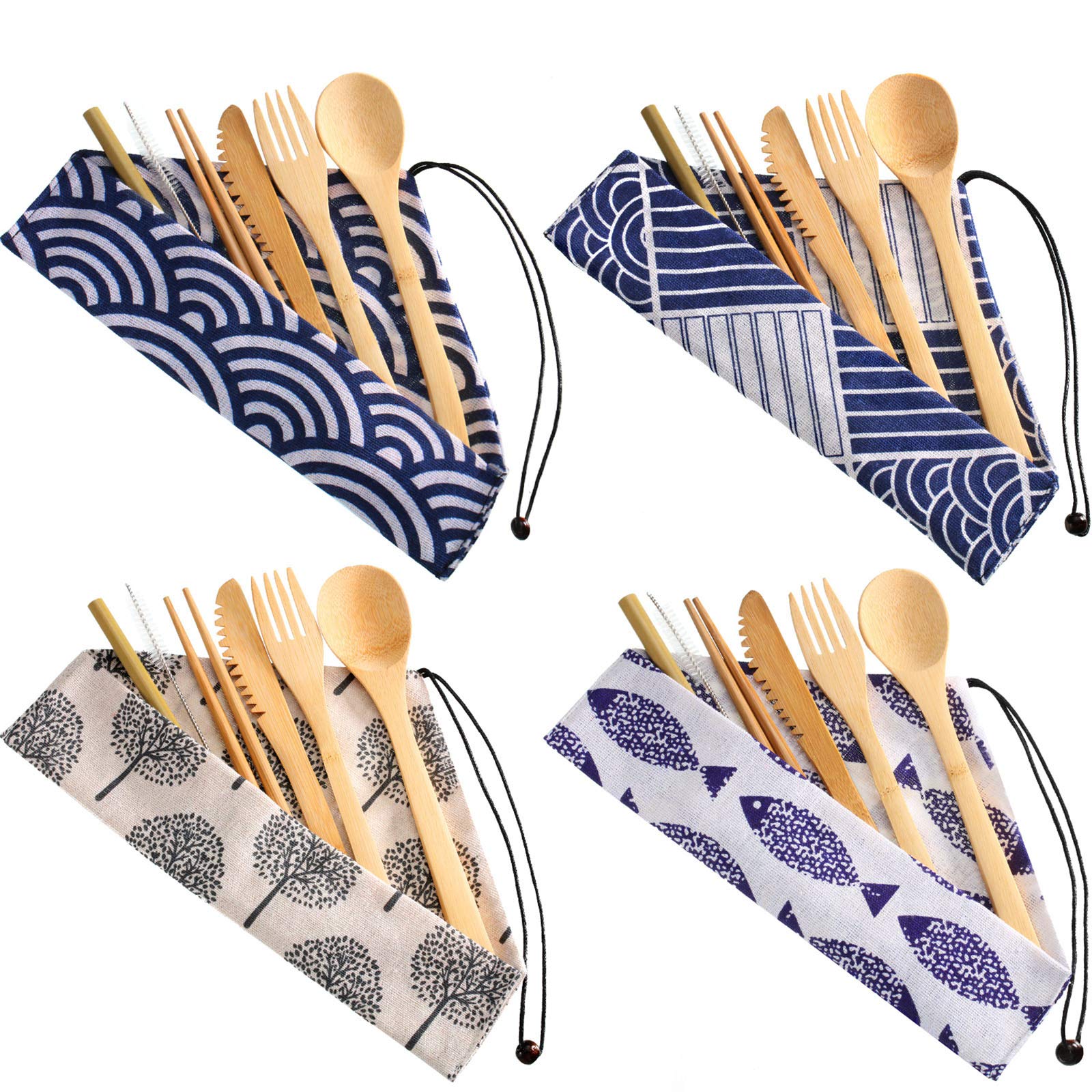 Boao four-sets package of bamboo utensils, ideal for compact travel dining.