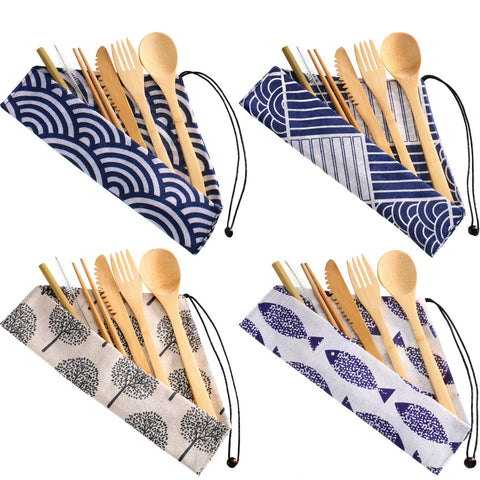 Boao four-sets package of bamboo utensils, ideal for compact travel dining.