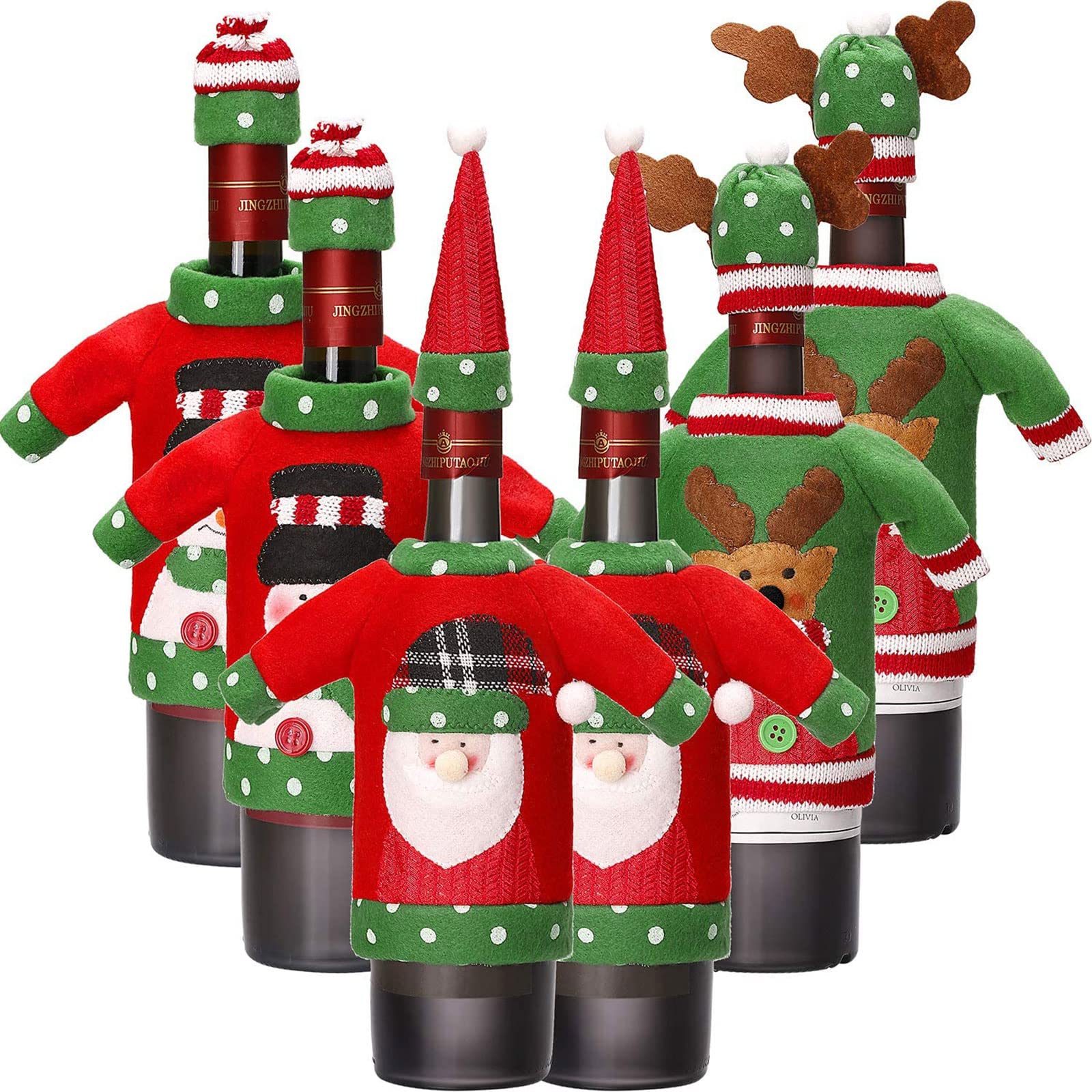 Boao Christmas wine bottle cover Santa in cozy knit for festive decor.