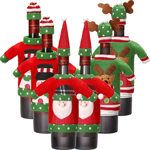 Boao Christmas wine bottle cover Santa in cozy knit for festive decor.