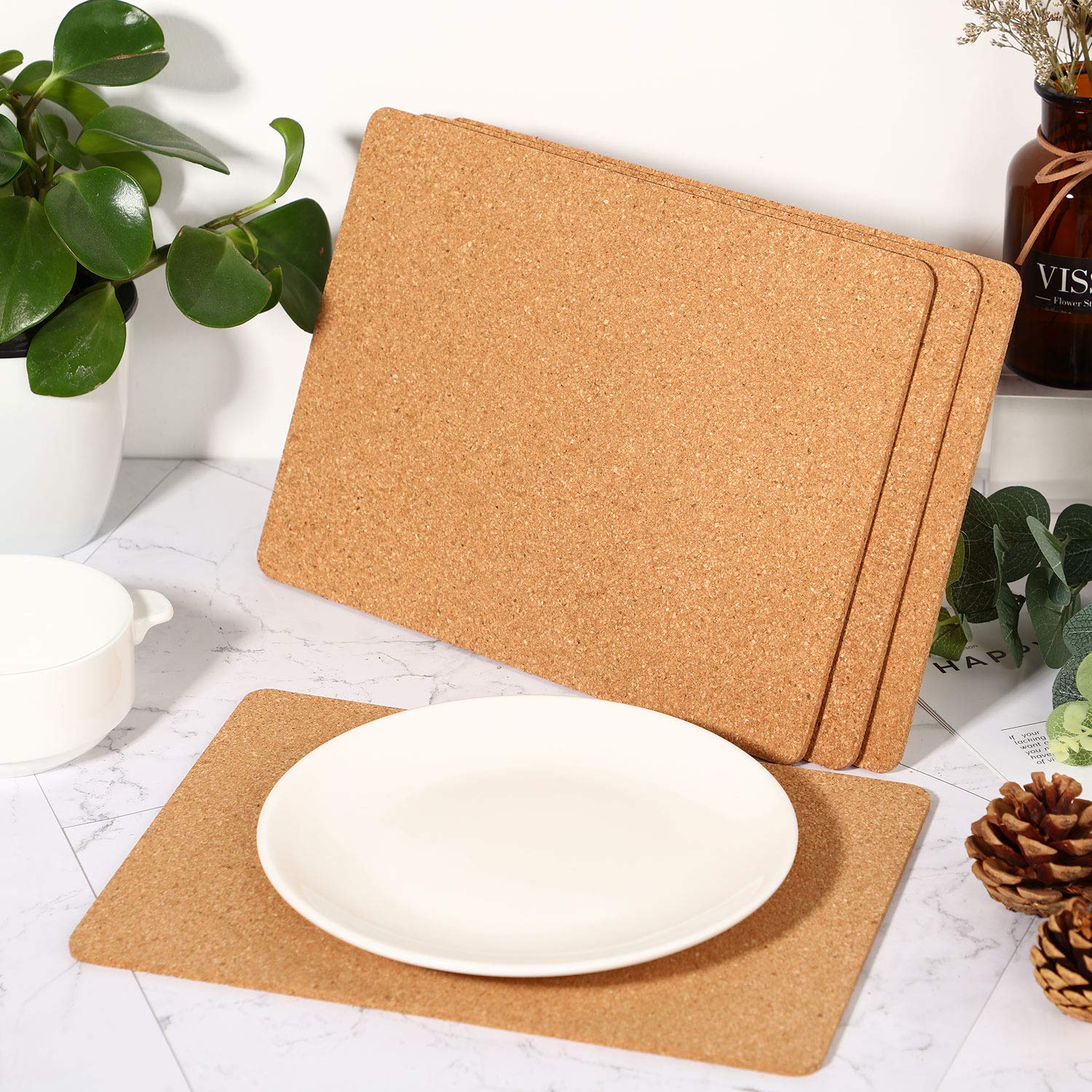 Boao cork trivets on a countertop guarding a pot from heat.