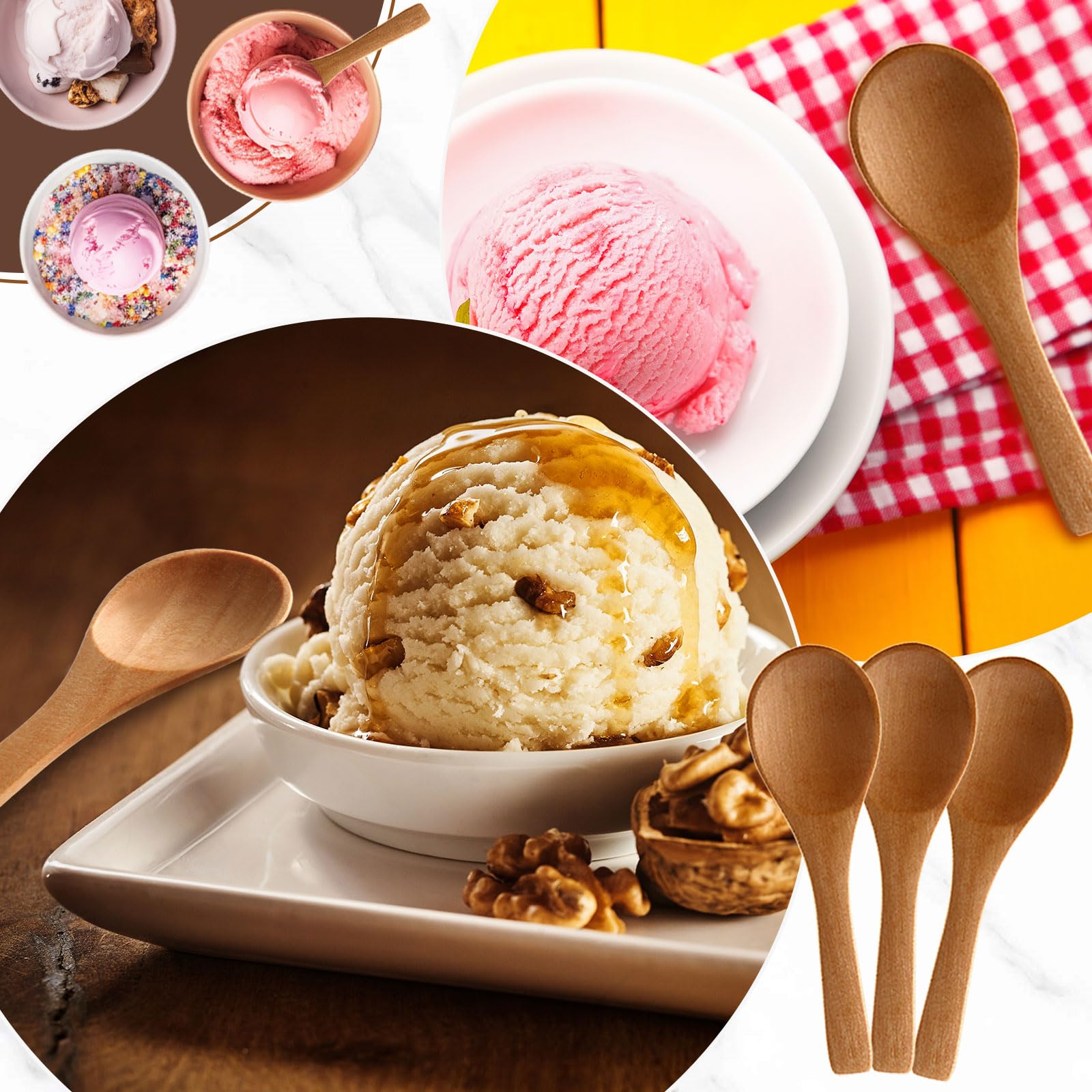 Boao light brown wooden spoon multi-use for drinks and toppings.