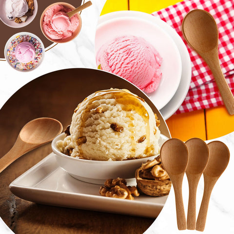 Boao light brown wooden spoon multi-use for drinks and toppings.