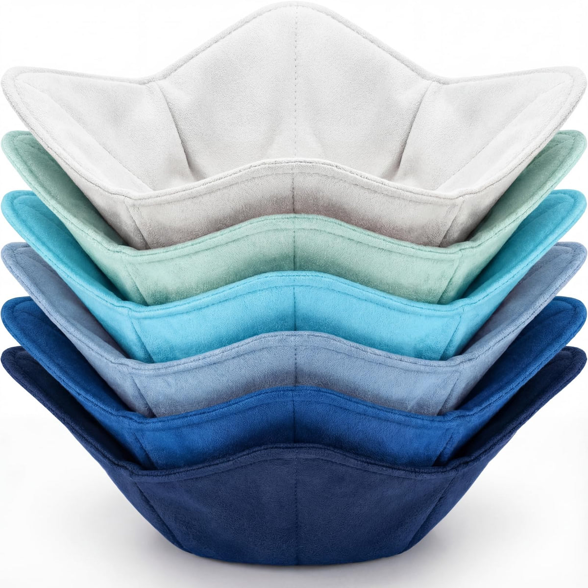 Boao blue bowl cozy with edge grip for safe microwave removal.