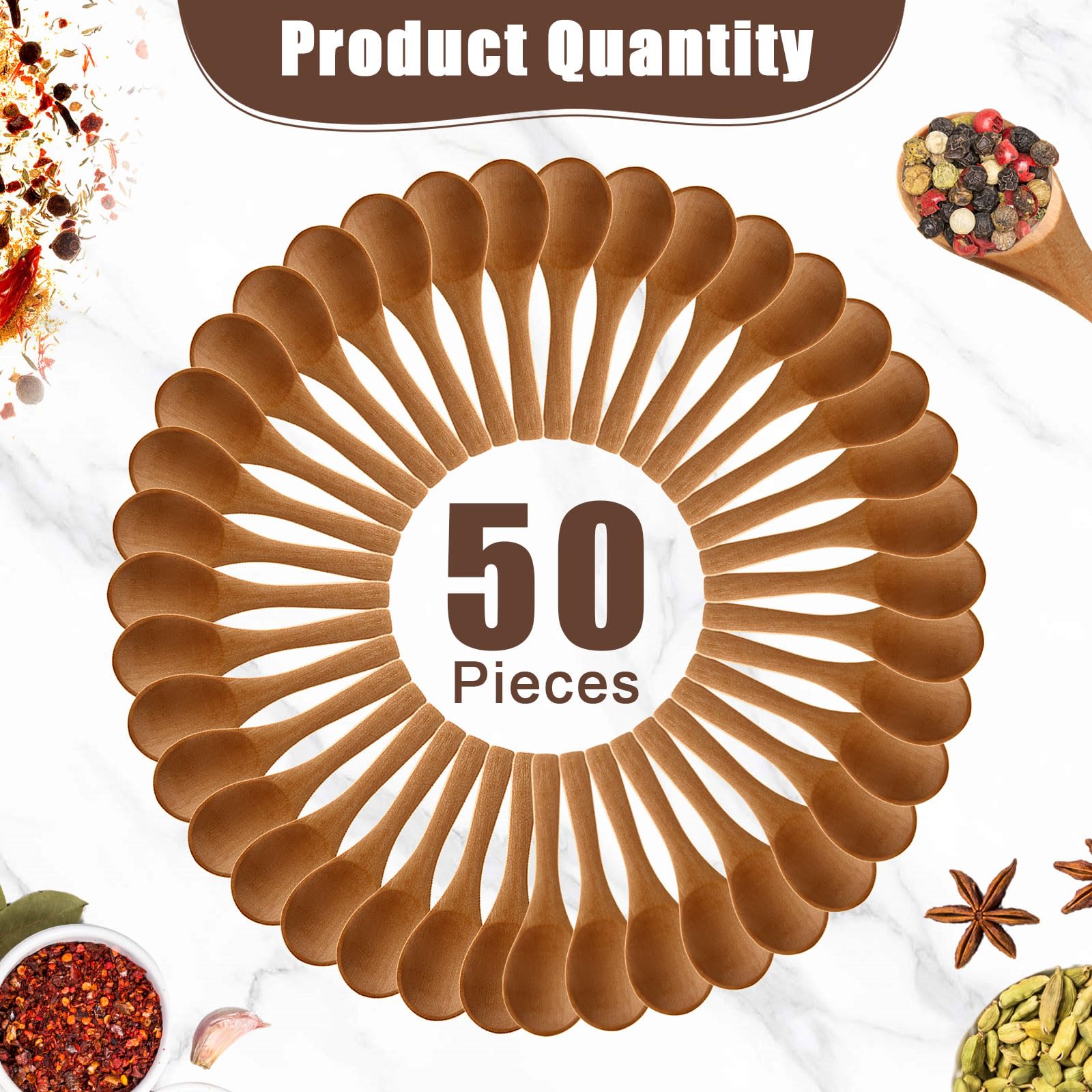 Boao mini wooden spoon natural wood for coffee, tea, and sugar.