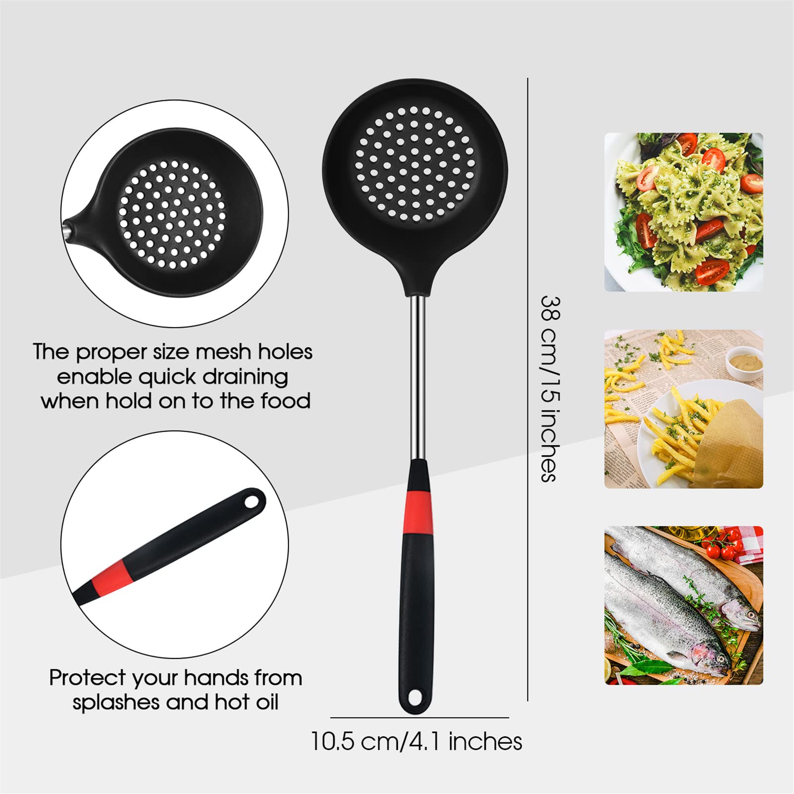 Boao skimmer spatula lifting hot foods from a pan