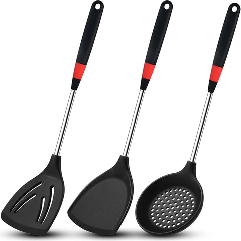 Boao silicone stainless steel turner for wok and nonstick pans