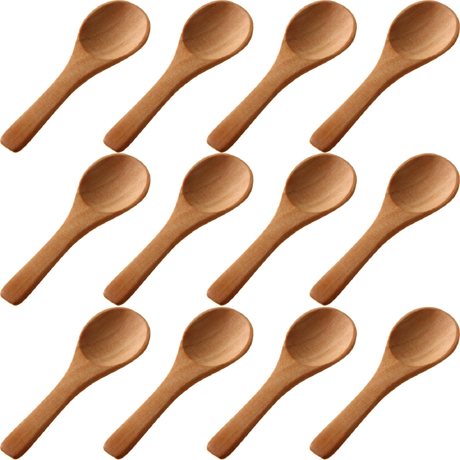 Boao 50pc small wooden spoons set for jars and condiments.