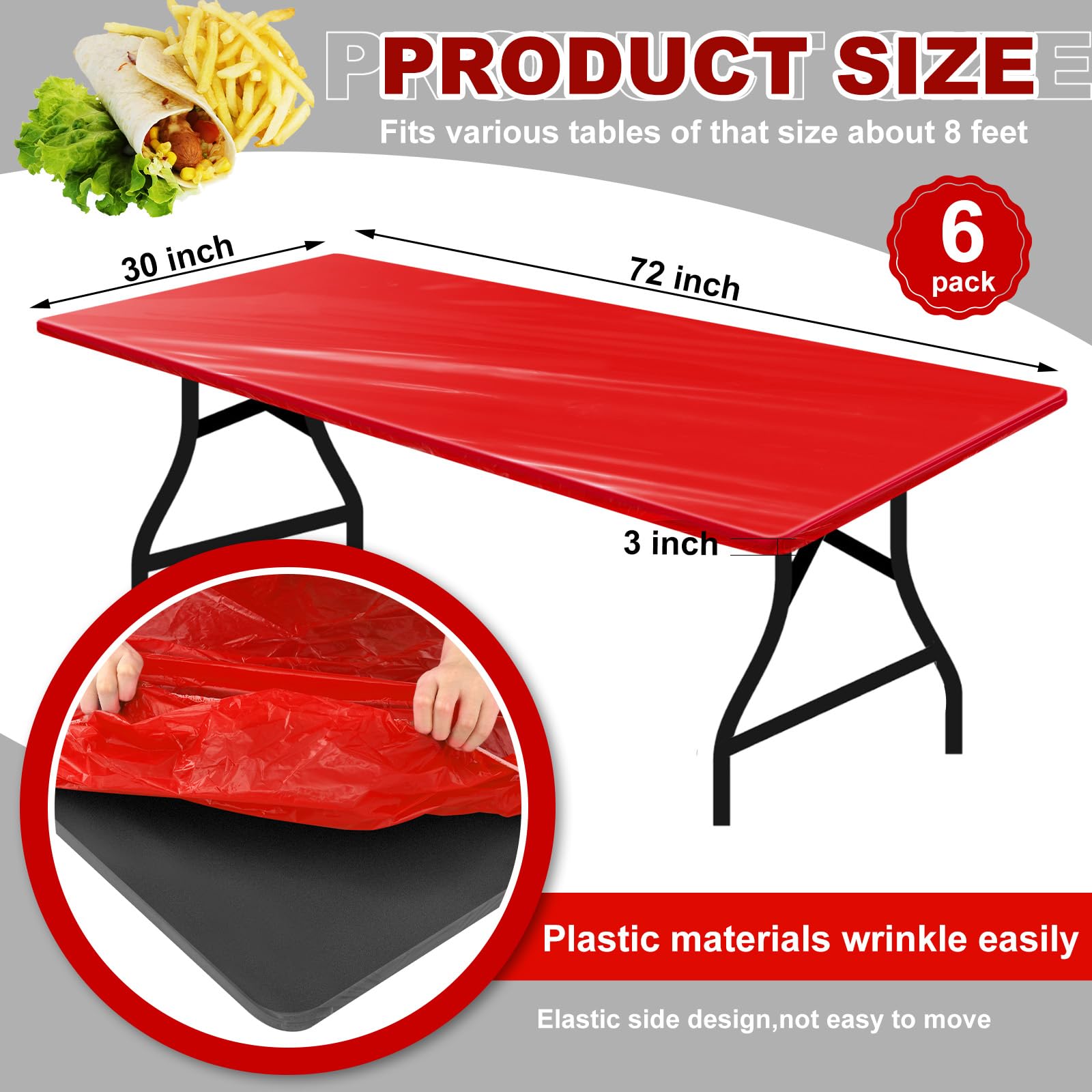 Boao red rectangle tablecloth on picnic table enhances outdoor dining.