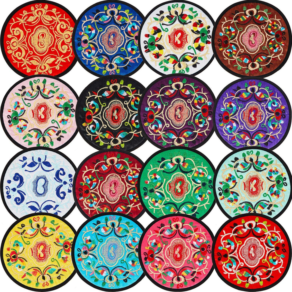 Boao vintage ethnic floral coaster close-up showing absorbent fabric for surface protection.
