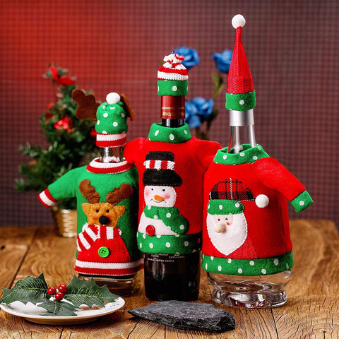 Boao assembled wine bottle table display with six festive covers.