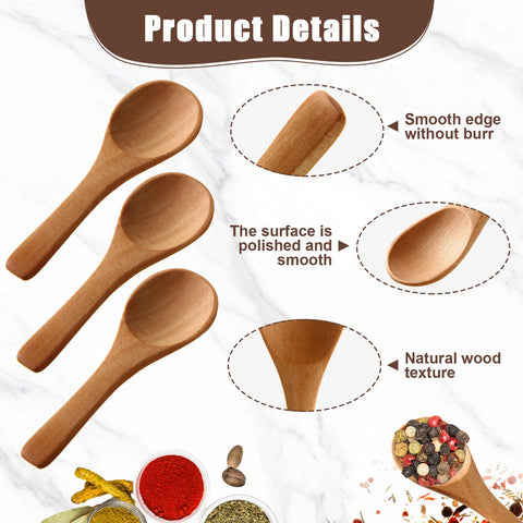 Boao wooden spoon for salt and sugar, compact and durable.