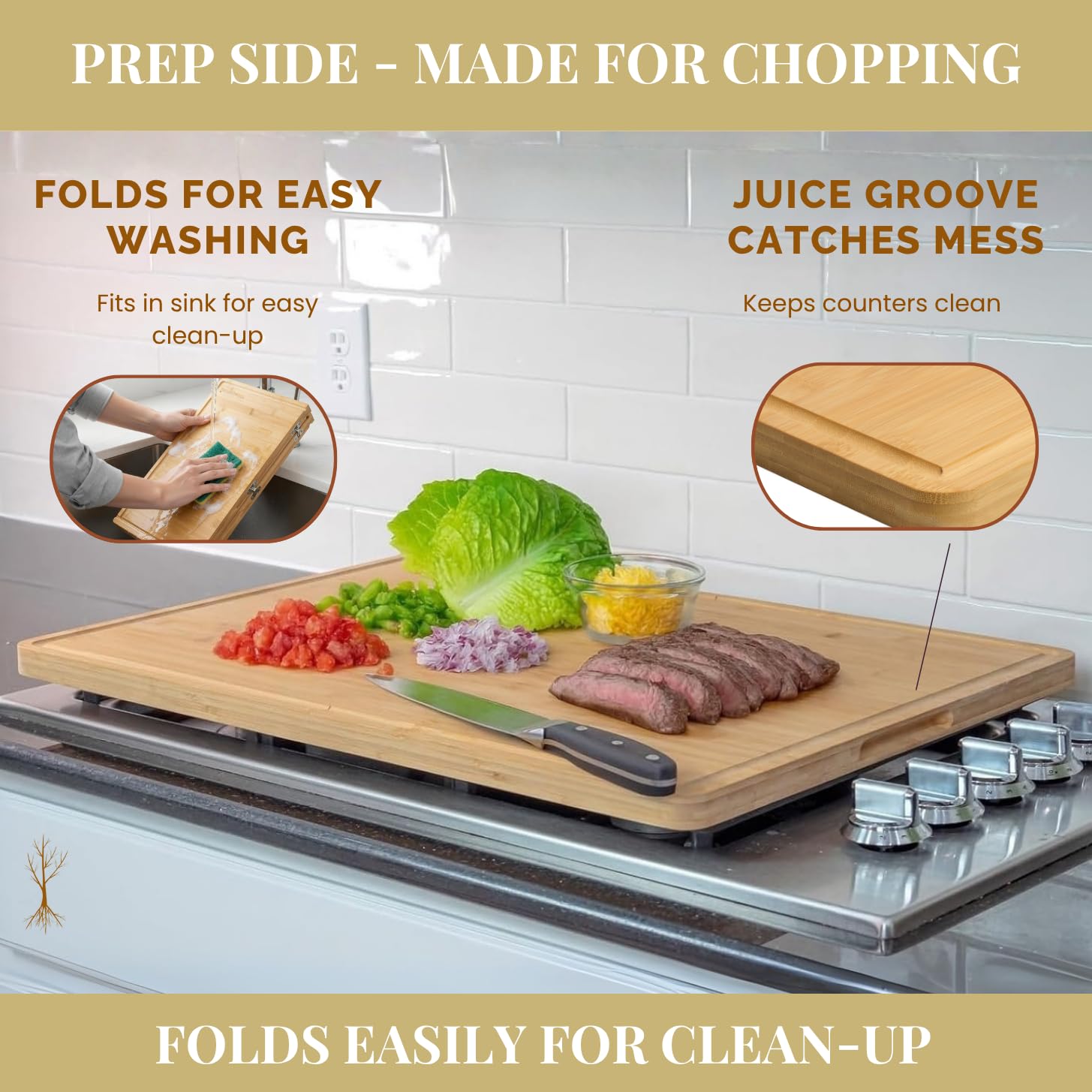 Boardwell XL prep deck provides ample counter space for large meals.