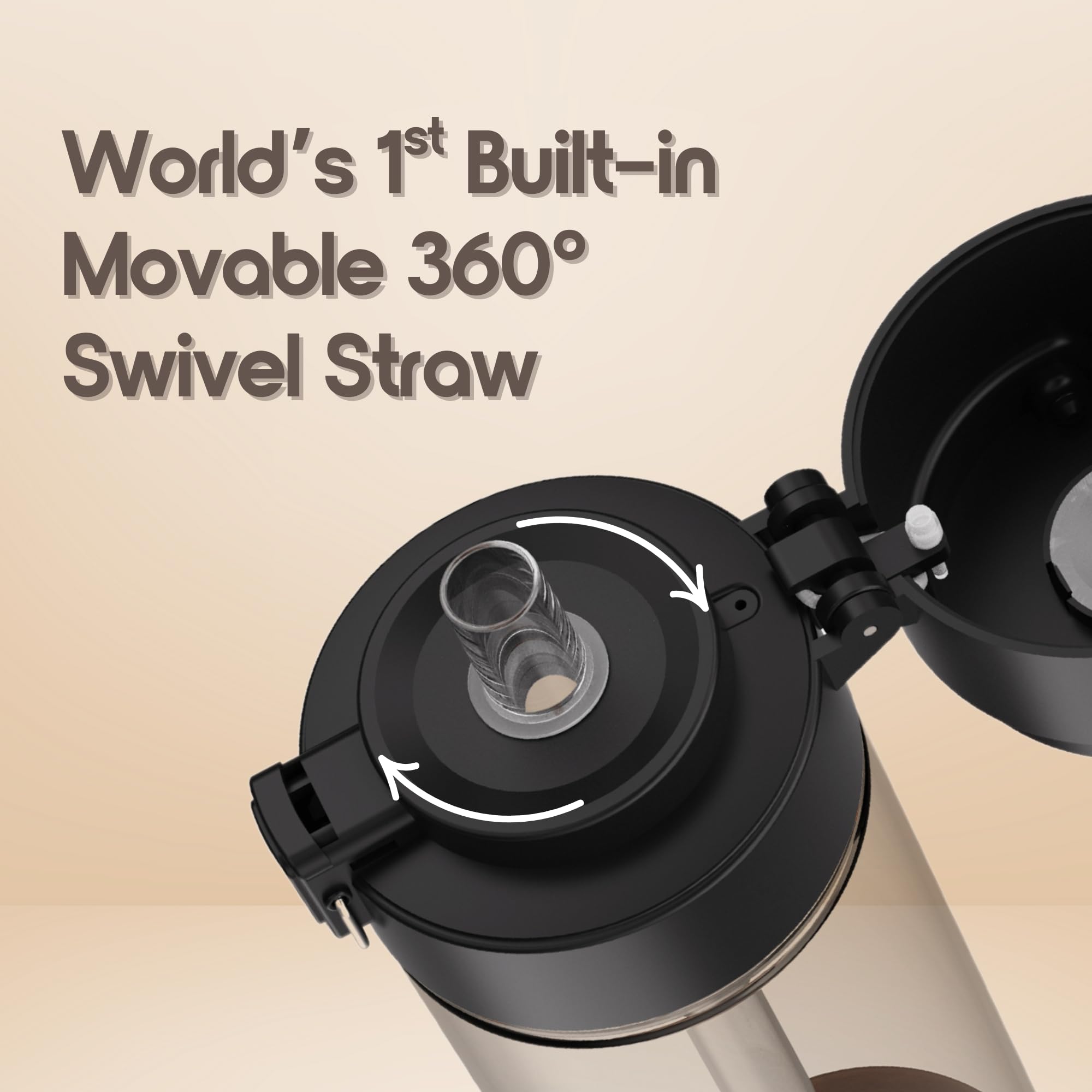 BobaMate fold-away handle adds portability for work or travel.