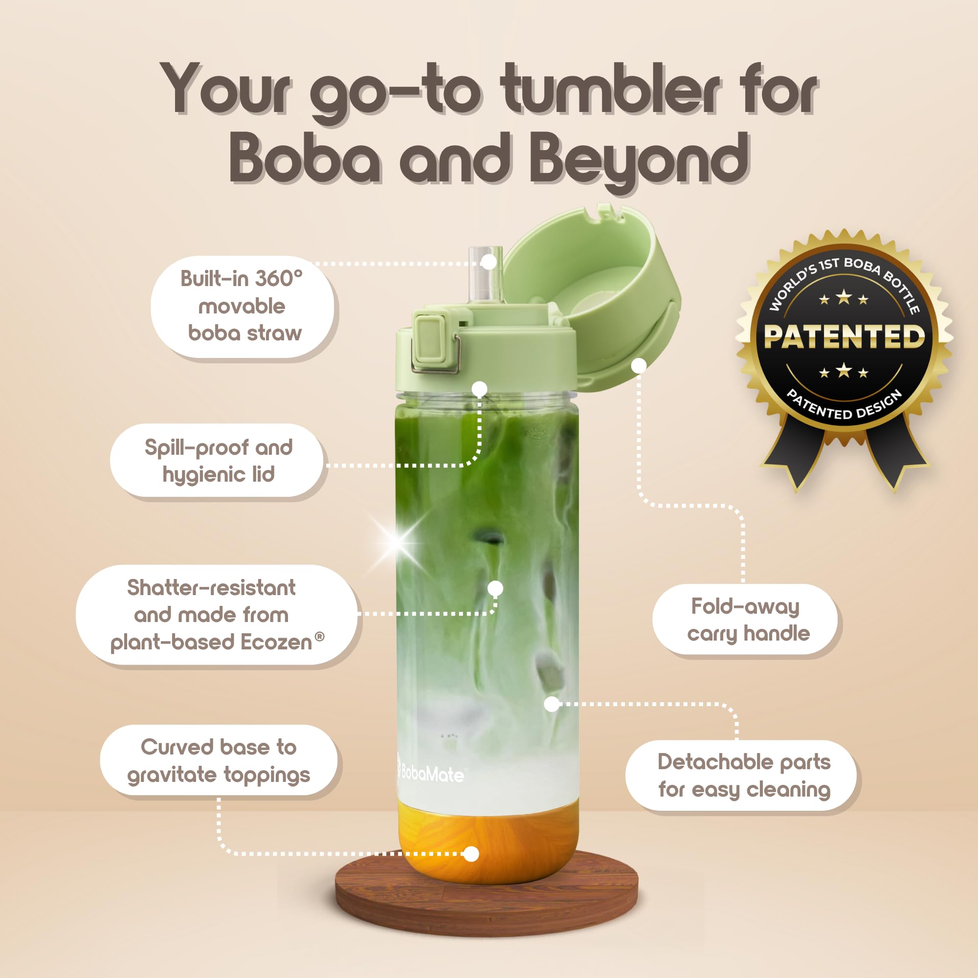 BobaMate spill-proof lid keeps drinks secure during commutes.