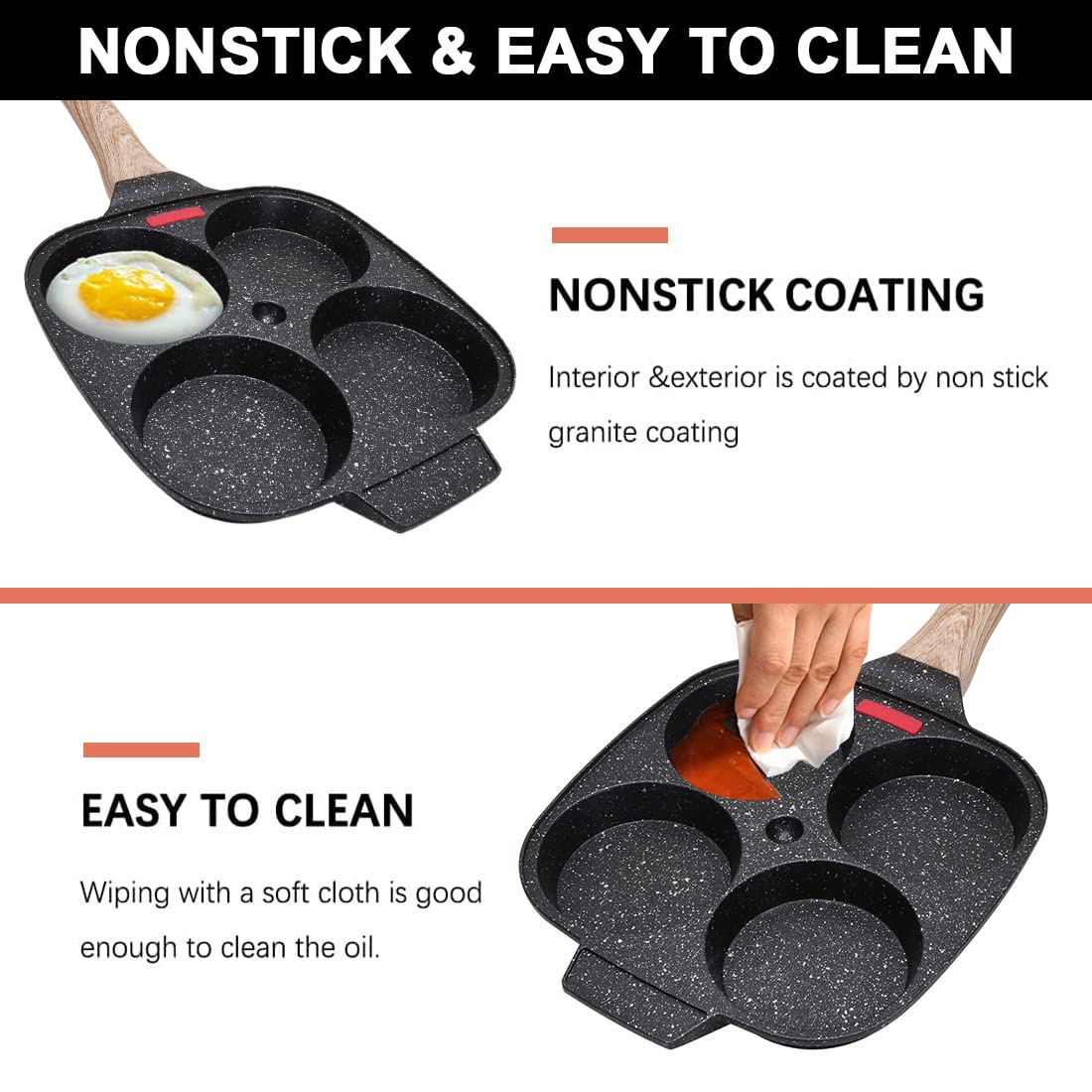 Bobikuke aluminium egg pan delivers even heat for consistent results.