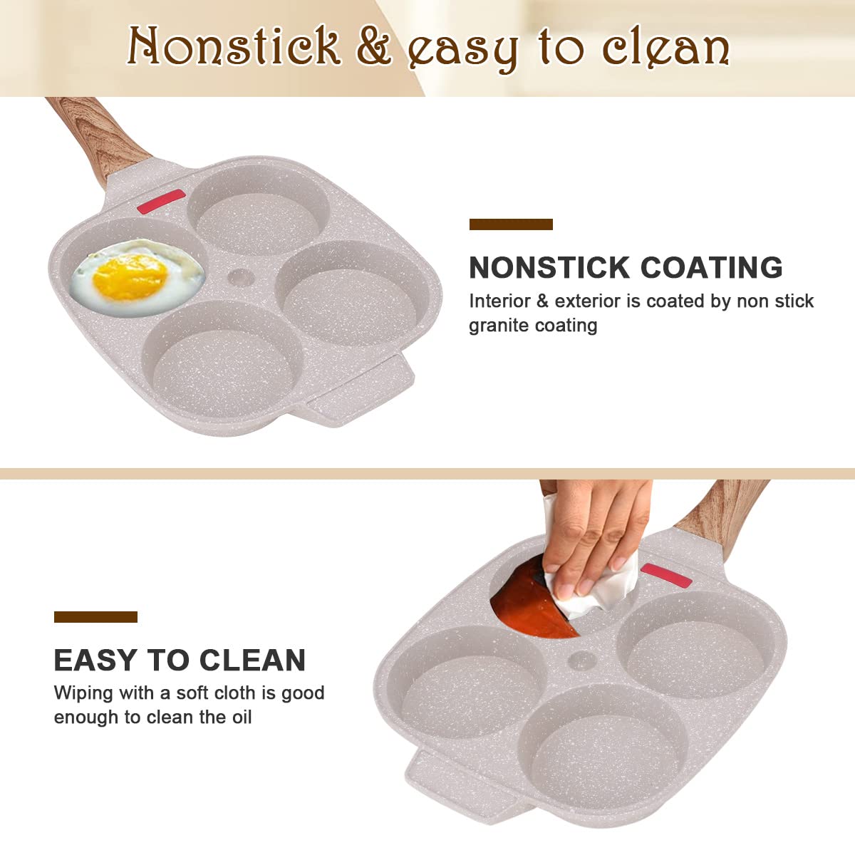Bobikuke egg pan made of aluminum for even heat distribution