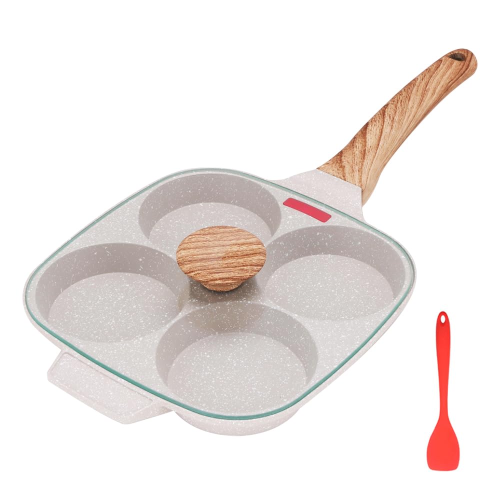 Bobikuke egg pan with lid showing four compartments for quick omelettes