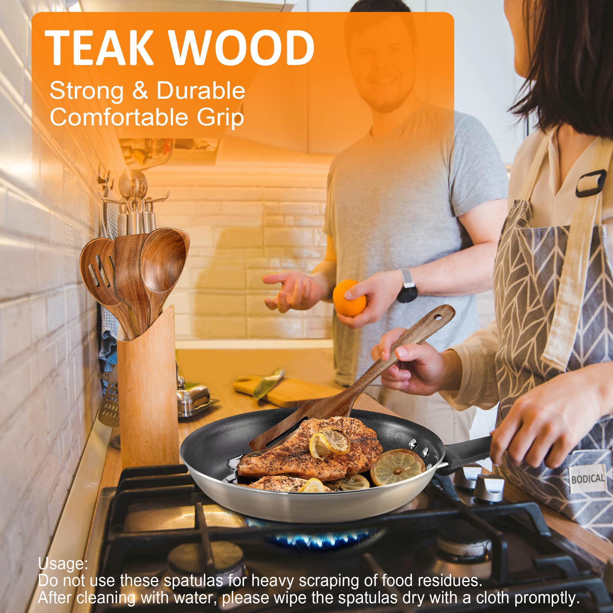 BodiCal utensils shown for nonstick cookware with smooth edges