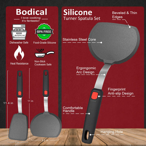 BodiCal egg spatula lifting eggs from pan with sturdy core