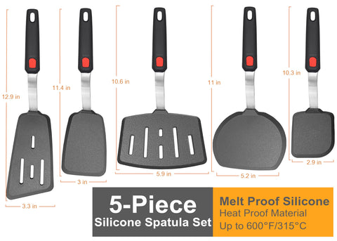 BodiCal spatula set highlighting stainless steel core for flexibility.