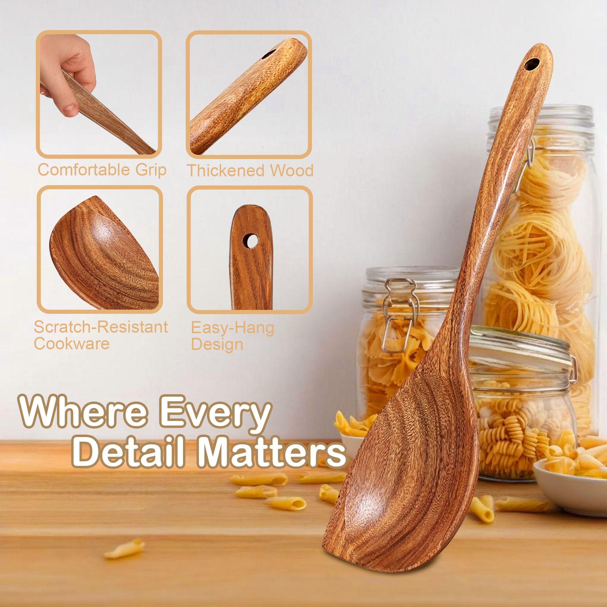 BodiCal right-corner spoon 12.8in with ergonomic grip for stirring sauces