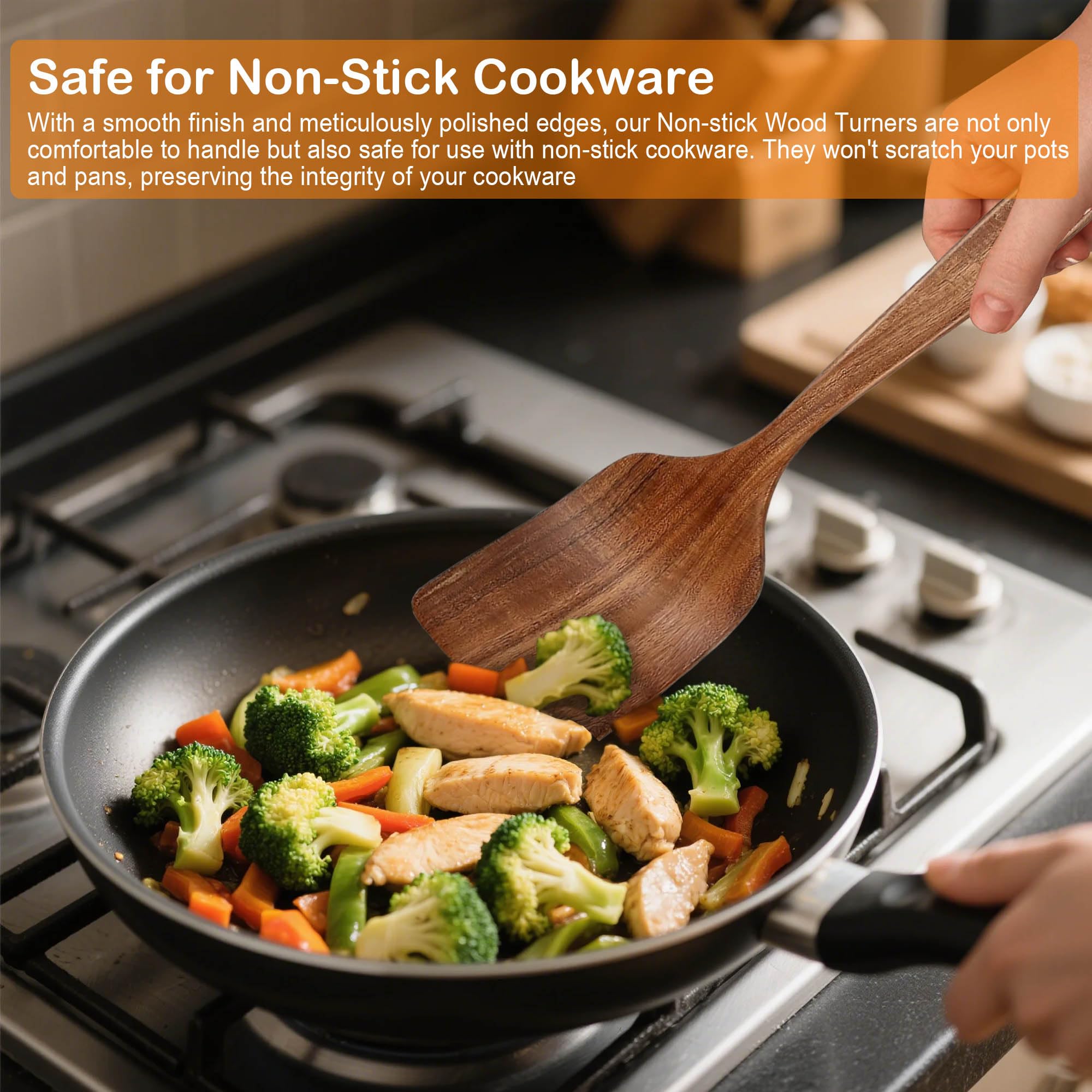 BodiCal slotted spoon 12.8in lifting vegetables without scratching pans