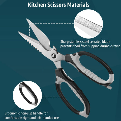 BoFuYuan Kitchen Scissors built-in bottle opener and nutcracker add convenience.