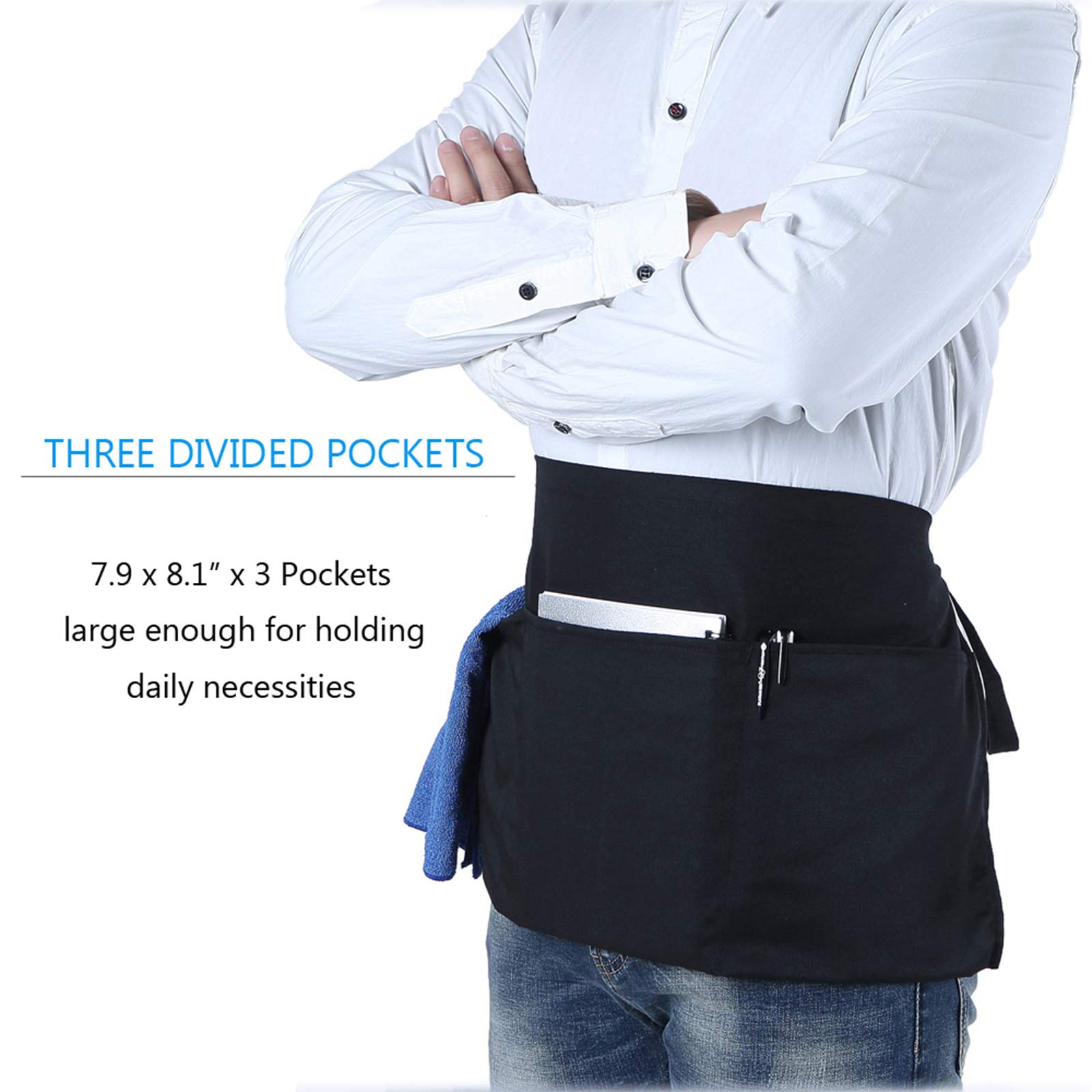 BOHARERS professionally hemmed apron offers a neat, long-lasting silhouette.