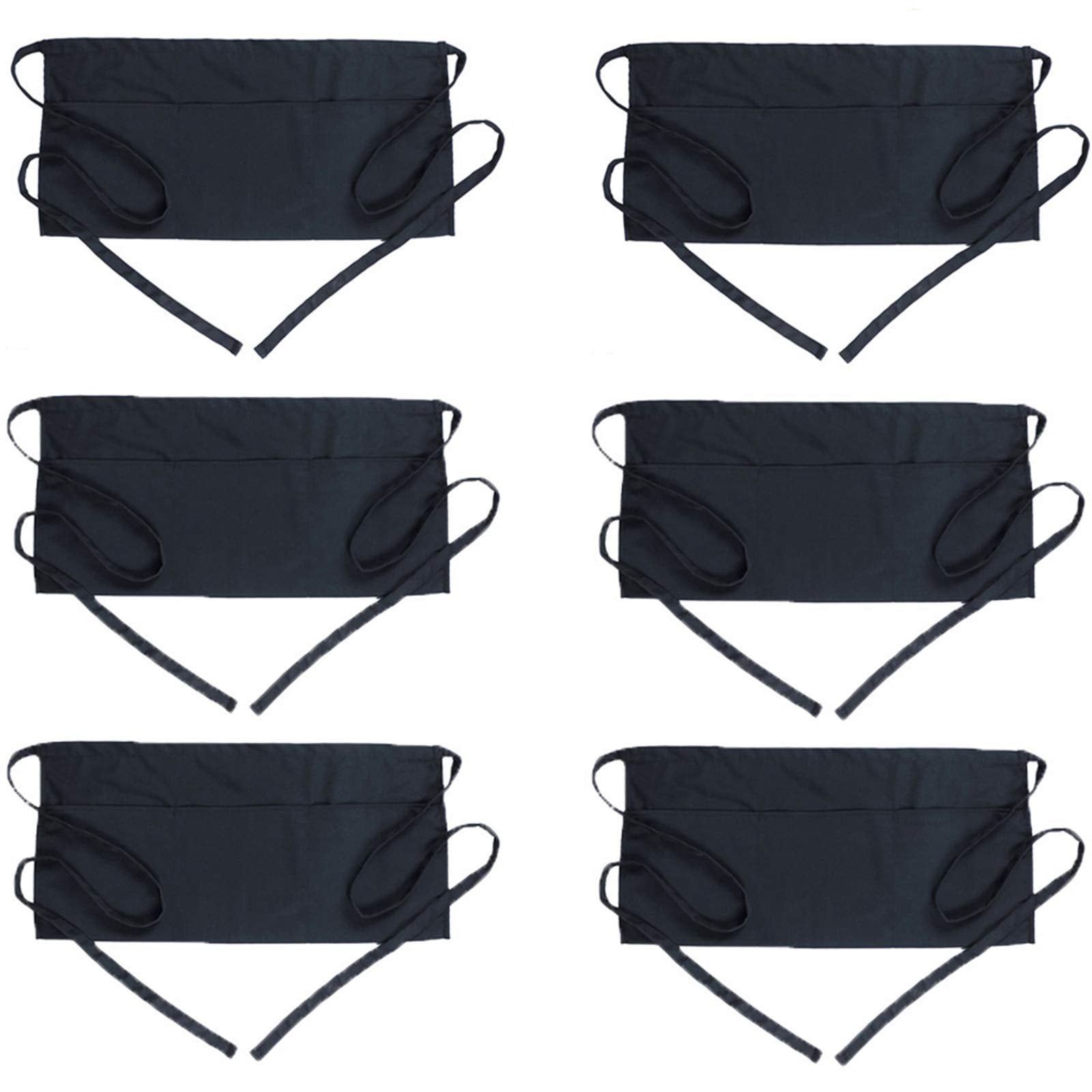 BOHARERS waist apron with three pockets in black for organized server essentials.