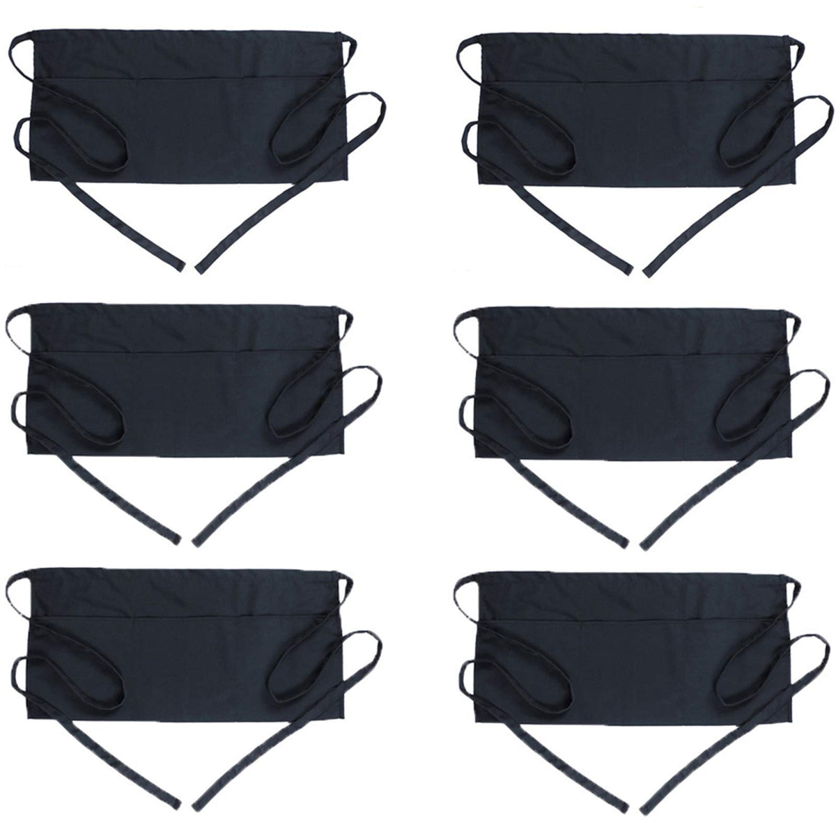 BOHARERS waist apron with three pockets in black for organized server essentials.