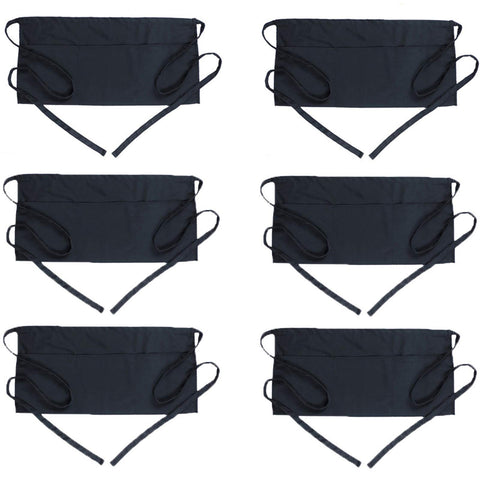 BOHARERS waist apron with three pockets in black for organized server essentials.