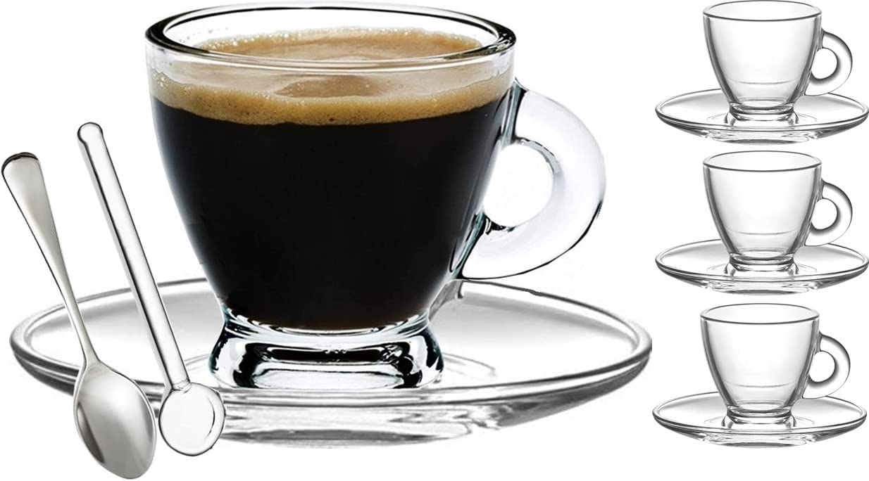 BOHEM'S espresso cups with demitasse glass set for elegant servings.