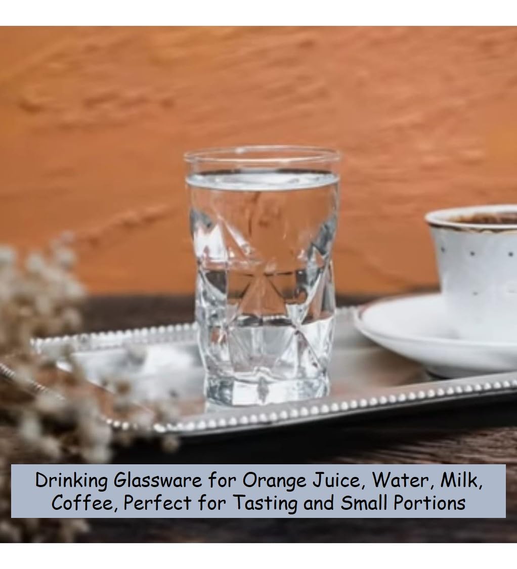 BOHEM'S small juice glasses show color and clarity for juices or water.