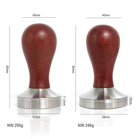 Boicafe wooden-handle tamper with comfortable grip for steady tamping.