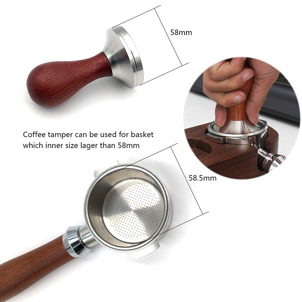 Boicafe heavy-duty tamper provides controlled, even pressure.