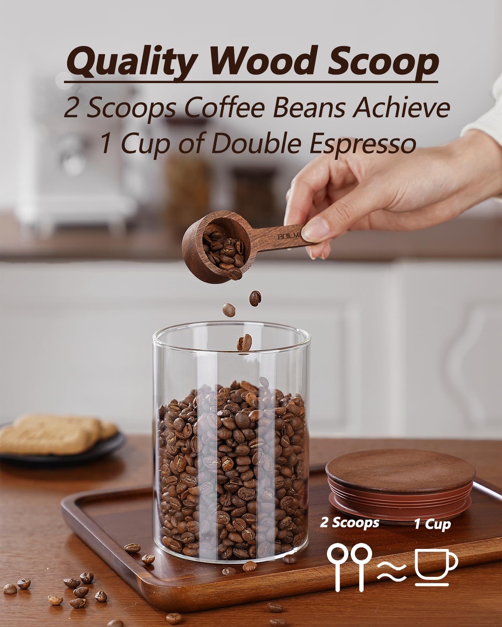 Boilmerit 3mm borosilicate glass shows clear visibility of coffee beans.