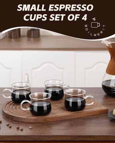 Boilmerit clear demitasse glasses with handles offering comfortable sipping