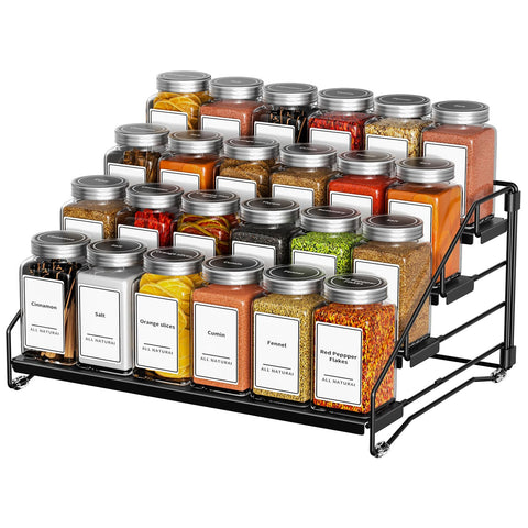 BOIVSHI 4-tier spice rack adjustable depth showing compact design and organization benefits